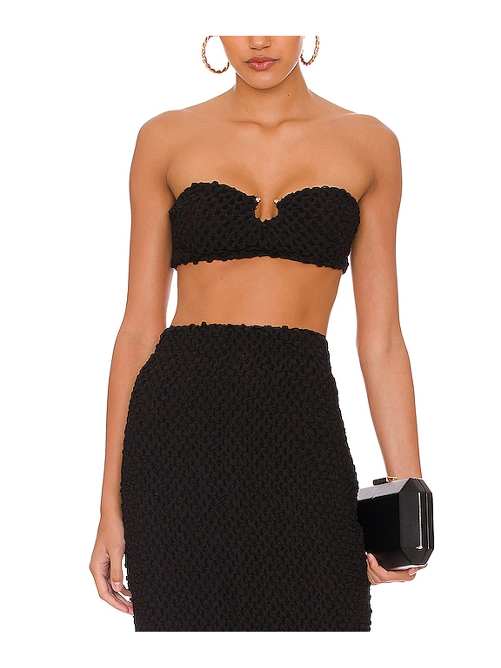 Nbd Textured Black Shonda Bustier Top Size S